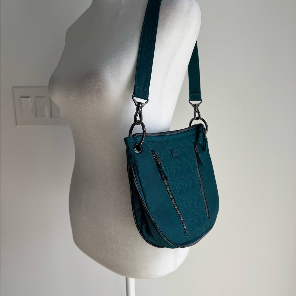 Lug Swivel Green Quilted Shoulder Bag Purse With Removable Strap - Picture 2 of 16